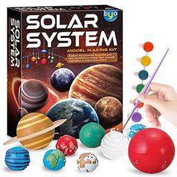 Domary Kit de pintura e confecção DIY Sistema Solar Ciência Astronomia Aprendendo com bolas e escova Presente educacional para crianças, meninas e meninos