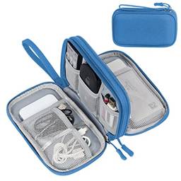 FYY organizador eletrônico, bolsa organizadora de cabo de viagem bolsa de acessórios eletrônicos bolsa de transporte portátil impermeável dupla camadas bolsa de armazenamento tudo-em-um para cabo, cabo, carregador, telefone, fone de ouvido céu azul