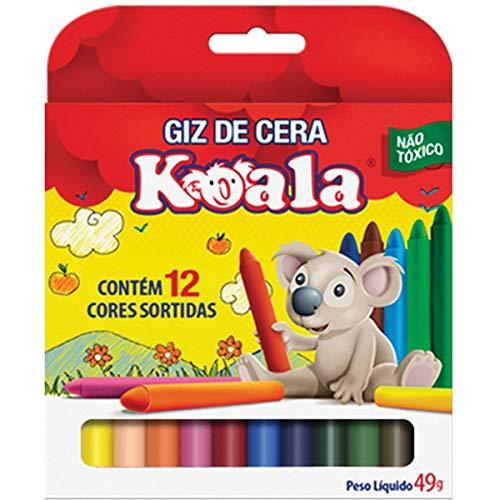 Lapis De Cera Fino 12 Cores Koala Delta, Multicor, pacote de 12