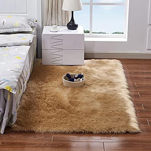 Staright Tapetes longos de pelúcia ultra macios em formato retangular Tapete de lã de pele de carneiro falso para sala de estar, quarto, varanda, tapetes