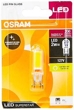 Lmpada Led Pin Glass Osram 2w 200 Lúmens (substitui 20w) - Luz Amarela 2500k - 127v - Base G9, Osram, 7015280, 2w