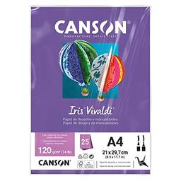 CANSON Iris Vivaldi, Papel Colorido A4 em Pacote de 25 Folhas Soltas, Gramatura 120 g/m², Cor Violeta (18)