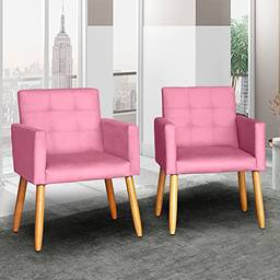 Kit 2 Poltronas Cadeira Decorativa para sala de estar recepção reforçada (Rosa)