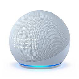 Novo Echo Dot 5ª geração com Relógio | Smart speaker com Alexa | Cor Azul Claro