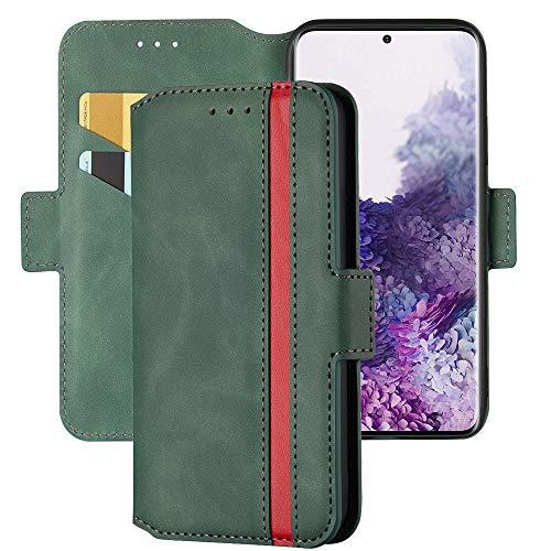Capa carteira XYX para Samsung Galaxy Note 10 Plus/Note 10 Plus 5G, capa carteira de couro PU com costura fosca retrô com design flip com suporte e compartimento para cartão de crédito para identidade, fecho magnético, verde