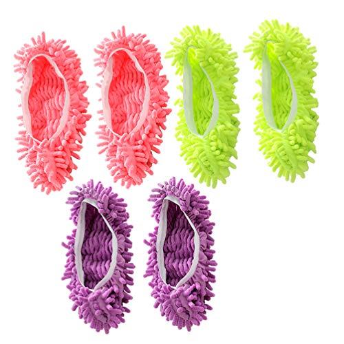 EXCEART 6 Pcs Sapatos de Limpeza de Microfibra Mop Chinelos Sapatos Capa Pé Sapato Capa para Cozinha Em Casa Banheiro Banheiro Piso Poeira Limpeza Acessório (Rosa Verde Roxo)