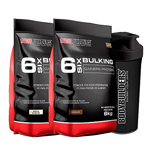 Kit 2x Hipercalórico 6 Six Bulking Protein 6kg + 1 Coqueteleira - Bodybuilders (Mornago e chocolate)