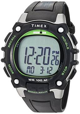 Timex Relógio clássico Ironman de tamanho real 100, Preto/Verde, Cronógrafo