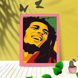 Quadro Decorativo Bob Marley Jamaica C/Moldura e Vidro Sala Cor:Rosa