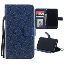 Capa carteira para celular Galaxy Note4 em relevo 3D flor de vime PU couro flip capa para Samsung Note 4 SM-N910 - azul escuro