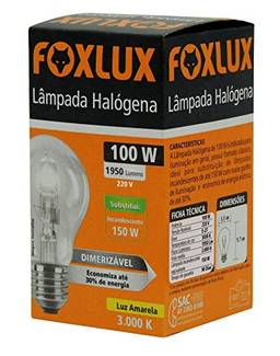 Lâmpada Halógena Clássica Foxlux – Luz Amarela (3000K) – 100W – 220V – Base E-27