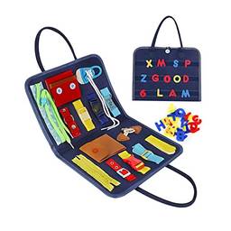 Brinquedo sensorial para crianças ocupadas Placas de atividades com habilidades básicas Letras removíveis Números