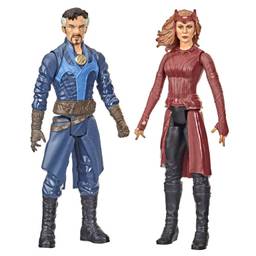 Bonecos Marvel Avengers Titan Hero Series - Doctor Strange e The Scarlet Witch - F3354 - Hasbro, Preto, vermelho, azul e marrom