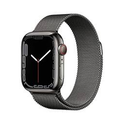 Apple Watch Series 7 (GPS + Cellular), Caixa em aço inoxidável grafite de 41 mm com Pulseira estilo milanes grafite