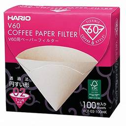 Filtro De Papel Natural Para Coador De Café V60, Tamanho 02, Caixa Com 100 Hario 0 Marrom