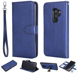 Capa carteira XYX para Galaxy S9 Plus, 2 em 1 de couro PU com capa fina destacável com suporte magnético para carro para Samsung Galaxy S9 Plus (azul)