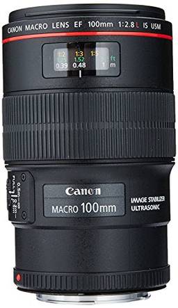 Lente EF 100mm F/2.8L Macro IS USM, Canon 12374, Preto