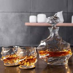 Garrafa Decanter Vidro Whisky Licor 900ml +6 Copos Superluxo