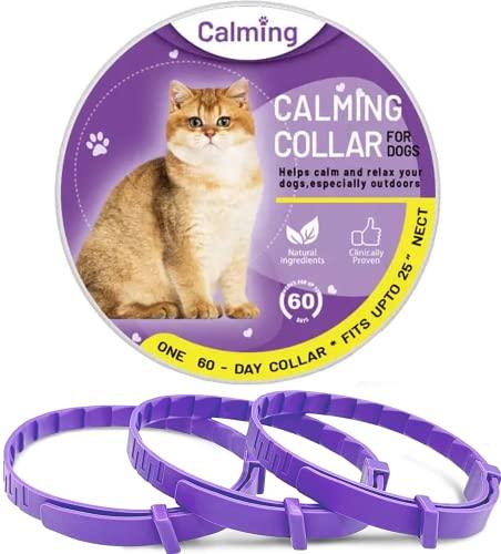 EHY Pacote com 3 coleiras calmantes para gatos, coleira de feromônio para gatos alívio eficiente da ansiedade até 180 dias, guloseimas calmantes para gatos, coleira calmante para gatos, coleira de feromônios para gatos, relaxante para gatos para ansiedade