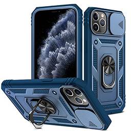 Grandcaser Capa para iPhone 11 Pro Max Ultra-fino PC+TPU Anti-Queda Pára-Choques Blindado Traseira Lente Janela Empurrar Tampa Protetora para iPhone 11 Pro Max 6.5" -Marinha