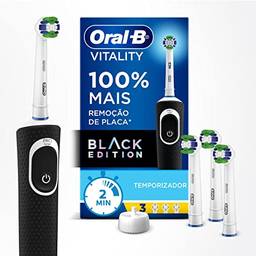 Oral-B Vitality 100+ - Escova Elétrica Oral B, Refis 3 Unidades, Bivolt, Preto