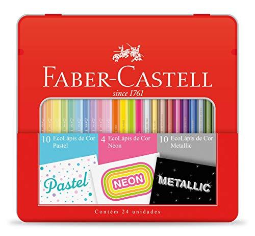 Kit Lápis de Cor Pastel + Neon + Metálico, Faber-Castell, EcoLápis, KIT/CORES, 24 Cores