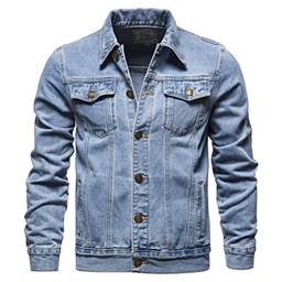 SevenDwarf casacos e jaquetas masculinos Jaqueta jeans manga longa com botão de algodão jaqueta casual slim fit masculina