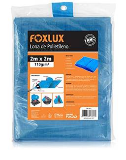 Lona de Polietileno Foxlux – Azul – 2M x 2M – 150 micras – Lona plástica com ilhós – Impermeável – Multiuso