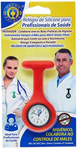 Relógio de Silicone para Profissionais de Saúde, Ortho Pauher, Vermelho