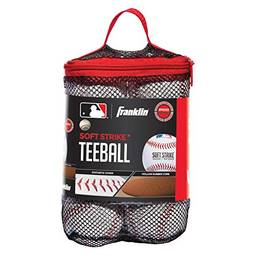 Franklin Sports Soft-Strike Teeball – Tamanho e peso oficiais aprovados para Teeball – Tecnologia de núcleo de borracha oca para segurança – Bola de Teeball MLB para uso interno/externo – Pacote com 6