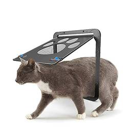 Porta de tela do animal de estimação da porta da aba magnética automática Lockable porta preta para o filhote de cachorro pequeno do gatinho do gato