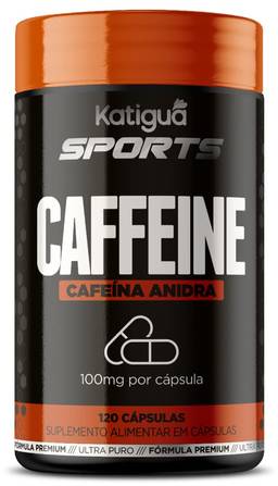 Caffeine, Cafeina Anidra, Sem sabor, Vegan products, Katiguá, 120 Cápsulas de 400mg, Preto