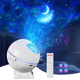 Luminaria Luz LED USB Bluetooth Projetor Estrelas e Musica RGB-Brastoy (White)