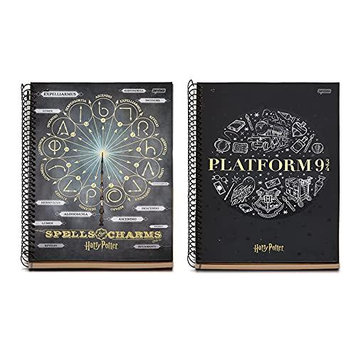 Kit 2 Cadernos Harry Potter SPELLS E PLATFORM 9 10 Matérias 200 Folhas, Jandaia