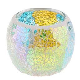 Baoblaze Brilha No Suporte De Vela Votiva Tealight De Vidro Mosaico De Gark Candelabros Em Casa - # 7