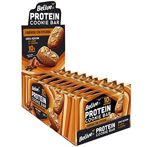 Cookie Bar Protein Amêndoas com Especiarias Sem Açúcar Sem Glúten Sem Lactose Belive 40g Display com 10 unidades