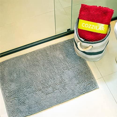 Tapete De Banheiro Antiderrapante Bolinha Microfibra 70x50 cm Cor:Cinza