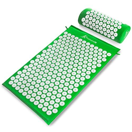 ProSource Tapete de acupressão e conjunto de almofadas para alívio da dor nas costas/pescoço e relaxamento muscular, verde