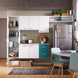 Cozinha Compacta 4 Peças 5 Portas Anabela Siena Móveis Branco/Azul