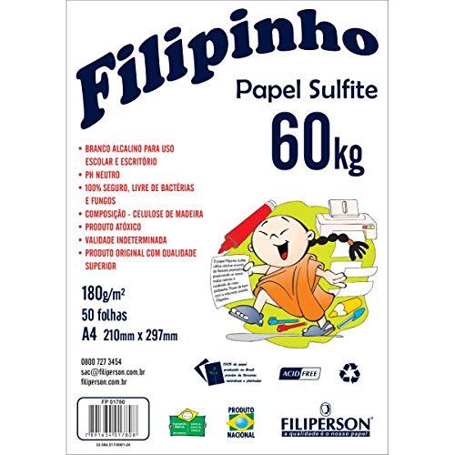 Papel Sulfite A4, Filiperson, Filipinho, 180g, 50 Folhas, Branco