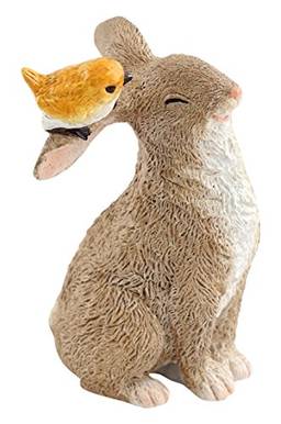 Top Collection Miniatura de coelho de terrário e jardim de fadas brincando com estátua de pássaro