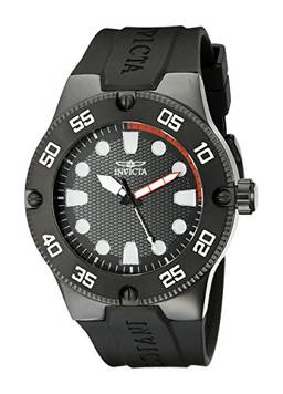 Invicta Relógio masculino de quartzo Pro Diver com pulseira de silicone, preto (modelo: 18026), Preto, Relógio de quartzo, mergulhador, cronógrafo