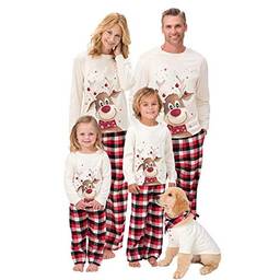 Conjunto de pijamas de Natal para a família, 2021 Terno para pais e filhos de algodão macio com estampa de Natal, pijamas para bebê / criança / pai / mamãe / cachorro Pet roupas de família combinando (Pai XL)