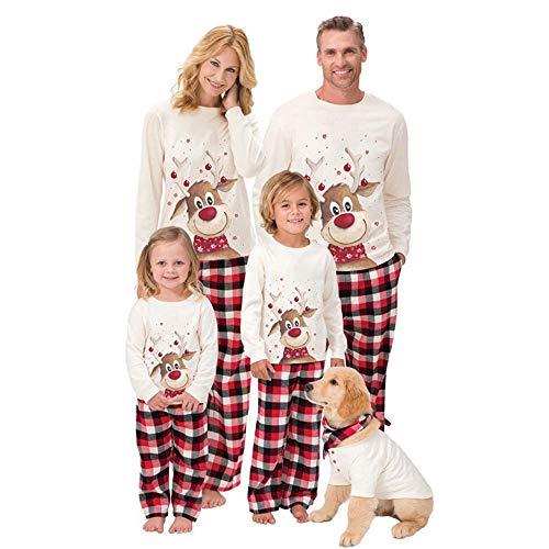 Conjunto de pijamas de Natal para a família, 2021 Terno para pais e filhos de algodão macio com estampa de Natal, pijamas para bebê/criança/pai/mamãe/cachorro Pet roupas de família combinando (Pai L)
