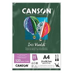 CANSON Iris Vivaldi, Papel Colorido A4 em Pacote de 25 Folhas Soltas, Gramatura 120 g/m², Cor Verde Amazonas (31)