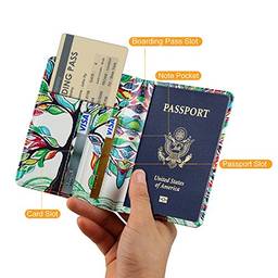 Porta-passaporte, porta-passaporte, JYZR PU com bloqueio de couro para passaporte, porta-passaporte, cartões de visita, cartões de crédito, cartões de embarque, H