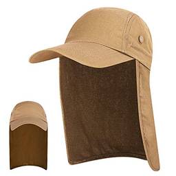 Tomshin Chapéu de proteção solar masculino UPF 50+ boné de aba larga pesca boné de sol com aba de pescoço