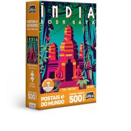 Postais do Mundo - Índia - Bodh Gaya - Quebra-cabeça 500 peças nano - Toyster Brinquedos, Multicolorido