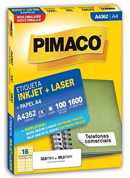 Etiqueta inkjet/laser A4362 com 100 folhas Pimaco