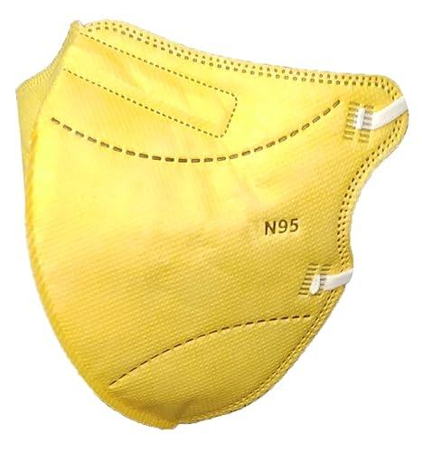 Máscaras KN95 Amarela Lisa Infantil - Kit de 10, 20, 30, 40, 50, 100 Unidades - FPP2 PFF2 - Filtragem > 95% - Embaladas de 10 em 10 - SOS Mascaras - FBA (100)